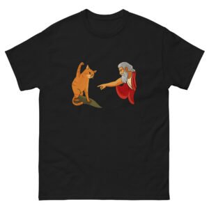 God and Cat Meme - Funny Orange Cat Reaching for God Graphic Tee - Unisex classic tee