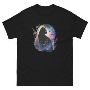 Galaxy Cat - Mystical Cosmic Cat Silhouette Artistic Space Tee - Unisex classic tee