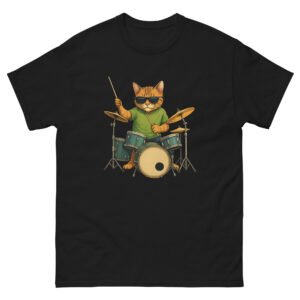 Cool Cat Drummer - Rock Band Drum Playing Cat Music Graphic Tee - Unisex classic tee