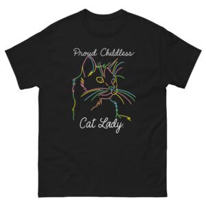 Proud Childless Cat Lady - Colorful Artistic Cat Outline Tee - Unisex classic tee