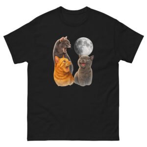 Howling at the Moon Cat - Trio of Cats Funny Moon Phases Tee - Unisex classic tee
