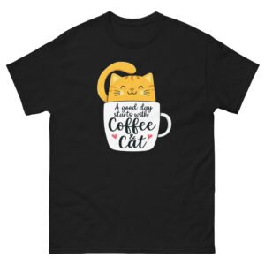 Coffee and Cat - A Good Day Starts with Coffee & Cat Graphic Tee - Unisex classic tee