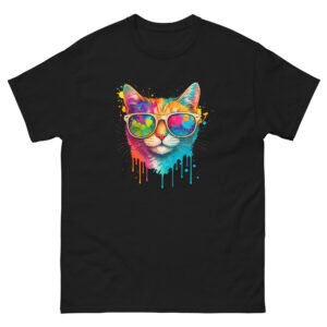 Psychedelic Rainbow Cat - Cool Colorful Sunglasses Cat Graphic Tee - Unisex classic tee