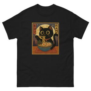Kawaii Ramen Cat T-Shirt – Cute Anime Cat Eating Noodles Tee - Unisex classic tee