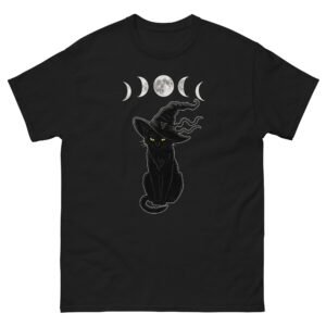 Witch Cat - Black Cat with Moon Phases Wiccan Pagan T-Shirt - Unisex classic tee