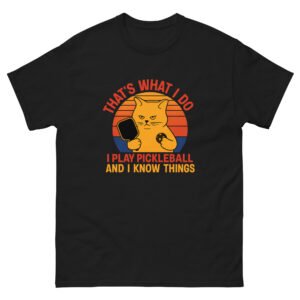 Pickleball Cat - Funny Retro Cat Playing Pickleball Graphic T-Shirt - Unisex classic tee
