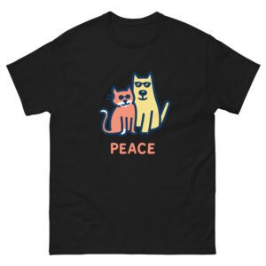 Peace Cat - Retro Colorful Cat Lover Hippie Style Graphic T-Shirt - Unisex classic tee