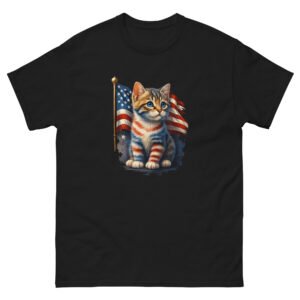 Patriotic American Flag Cat - USA 4th of July Cat Lover T-Shirt - Unisex classic tee