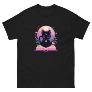 Magical Black Cat Shirt – Witchy Cat with Spell Book Graphic T-Shirt - Unisex classic tee