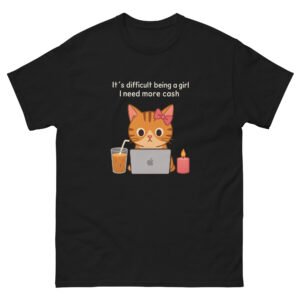Laptop Cat - Funny Coffee Money Cute Cat Work Meme - Unisex classic tee