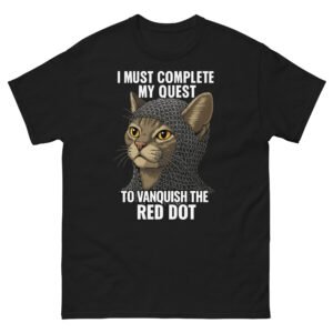 Knight Cat - Medieval Armor Cat Meme Funny Red Dot Quest Tee - Unisex classic tee