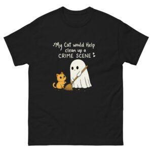 Crime Scene Cat - Funny Ghost and Cat Dark Humor Meme - Unisex classic tee