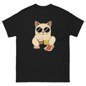 Cool Gambling Cat - Retro Cat with Sunglasses and Casino Graphic Tee - Unisex classic tee