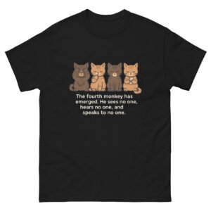 The Fourth Monkey Cat - See No One, Hear No One, Speak to No One Funny Cat Tee - Unisex classic tee