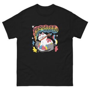 Progress Over Purrfection Cat - Colorful Motivational Cat Design Tee - Unisex classic tee