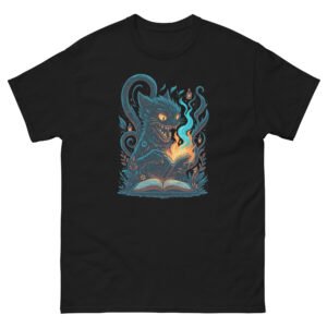 Mystical Cat Flame Art - Fantasy Cat Reading Spellbook Design - Unisex classic tee