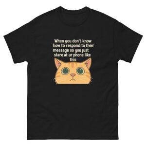 When You Don’t Know How to Respond Cat - Cute Awkward Orange Cat Meme T-Shirt - Unisex classic tee