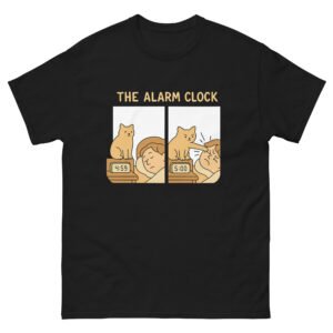 The Alarm Clock Cat - Funny Morning Cat Comic T-Shirt for Cat Lovers - Unisex classic tee