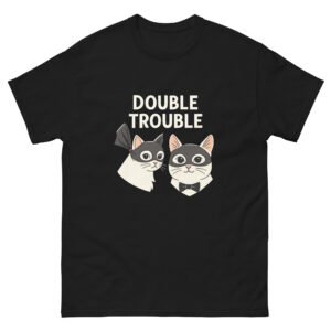 Double Trouble Cat - Funny Two Cats Matching Bowtie Design Tee - Unisex classic tee
