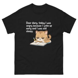 Sleepy Cat Diary - Dear Diary, I Was Angry Because I Woke Up Early Cute Cat Graphic Tee - Unisex classic tee