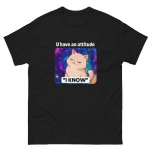 Galaxy Attitude Cat Meme - I Know Confident Kitty Graphic Tee, Funny Aesthetic Unisex Gift - Unisex classic tee