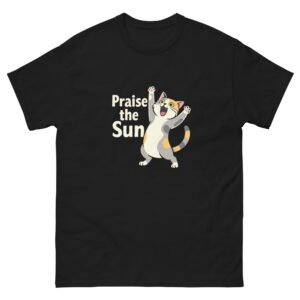 Praise the Sun Cat - Joyful Stretching Kitty Meme Tee, Cute Positive Vibes Gift - Unisex classic tee