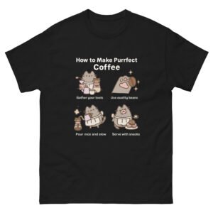 How to Make Purrfect Coffee - Kawaii Barista Cats Steps Diagram Tee, Caffeine Lover Gift - Unisex classic tee