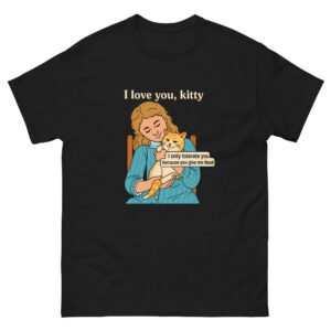 Cat Lover Gift Tee - I Love You, Kitty Retro Illustration Funny Pet Affection T-Shirt - Unisex classic tee